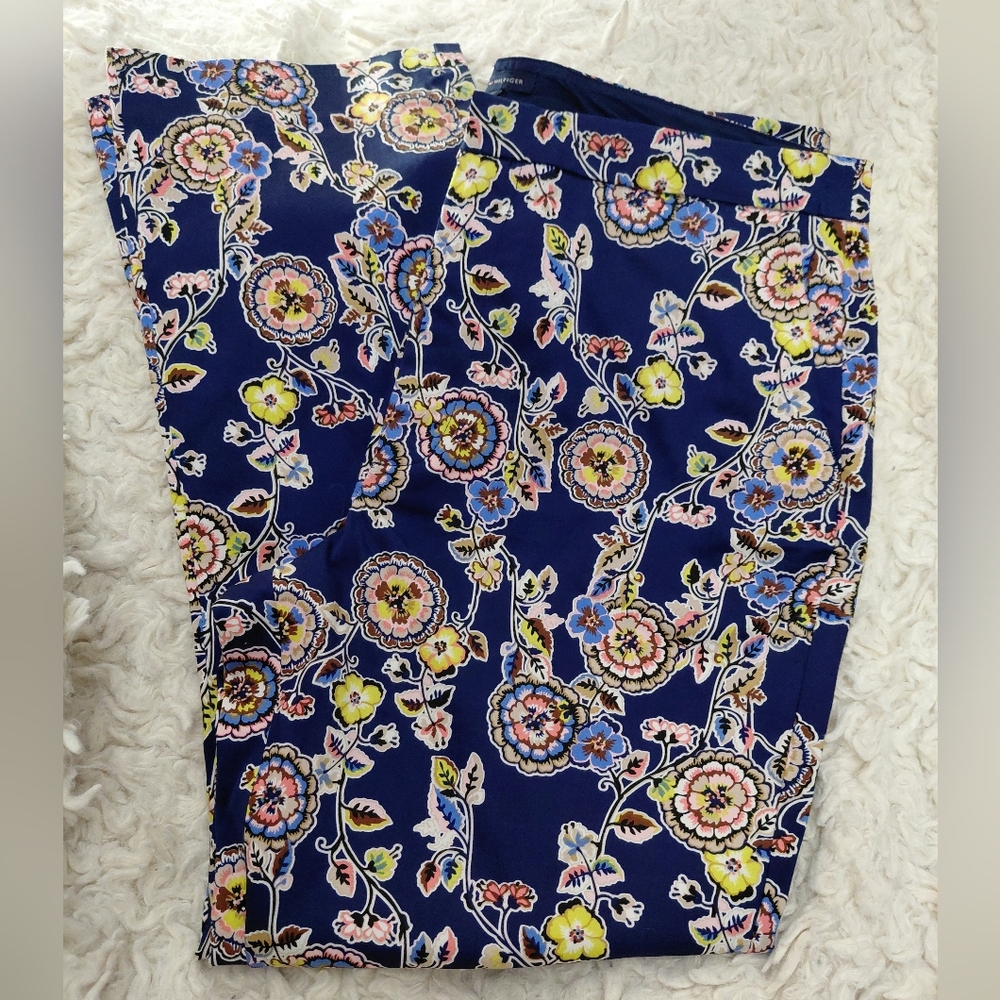 Tommy Hilfiger Floral Straight Leg Pants - Blue, Yellow, Pink